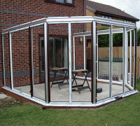 A conservatory being built